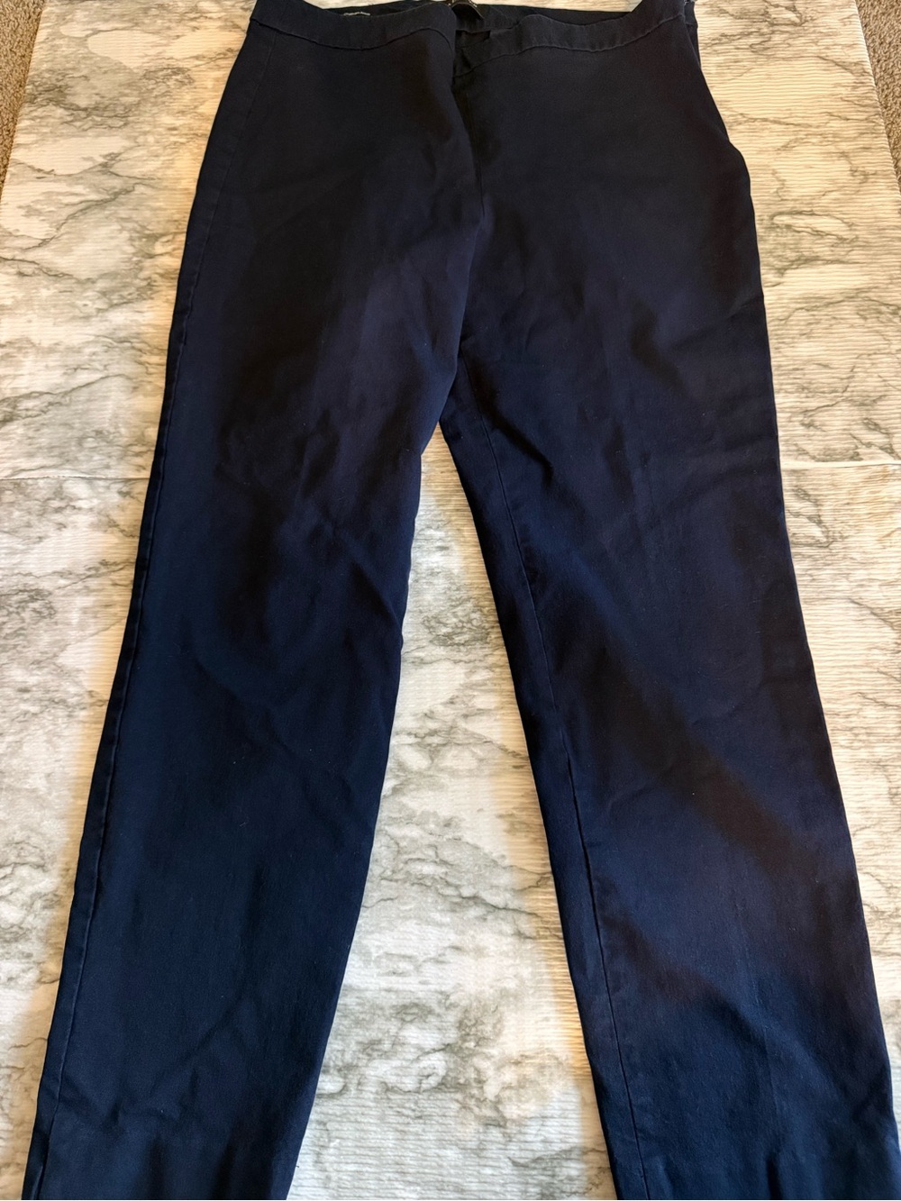 Talbots Chatham Ankle Pants Size Womens 12 Navy Blue  Side Zip Button